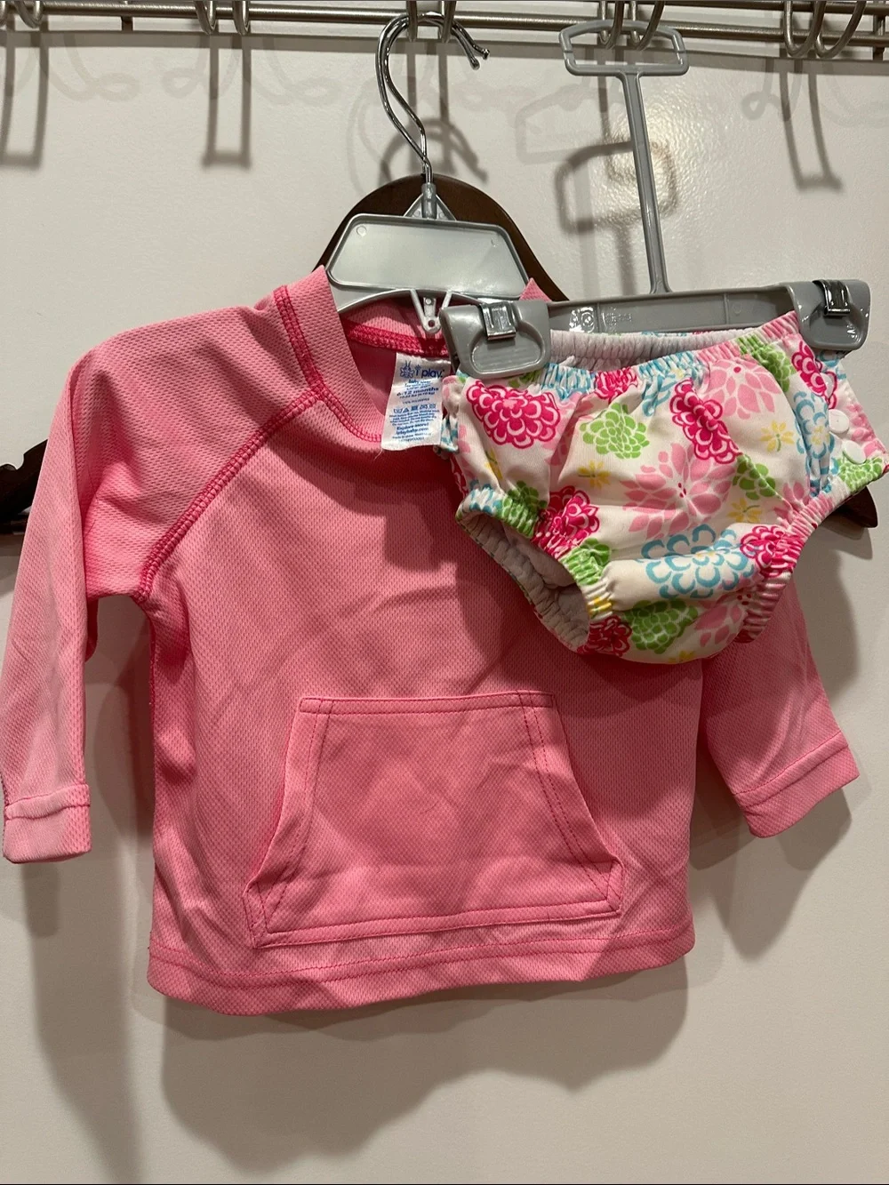 i play. Pink Long-Sleeve Rashguard with Floral Swim Bottom